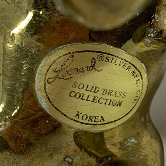 Solid Brass Elephant Figurine Lucky Trunk Up By Leonard Silver Mfg Co. Korea - Picture 6 of 9